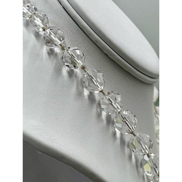 Faceted Rock Crystal Graduated Vintage Gold Filled Clasp Single Strand Necklace - Picture 6 of 16